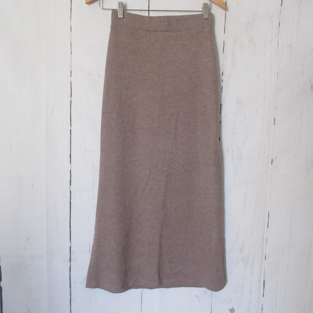 Halara Skirt S Brown Ribbed Maxi Pull on - Picture 4 of 5